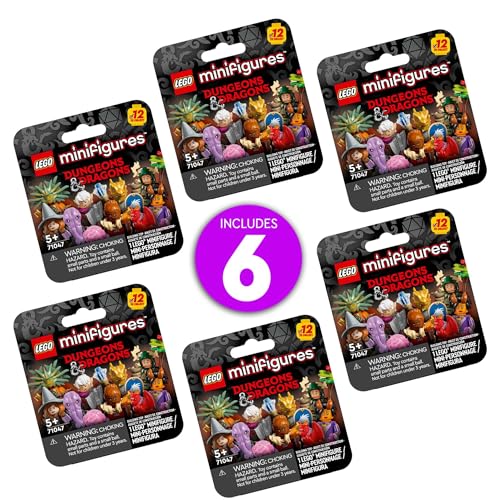 LEGO Minifigures Dungeons & Dragons 6 Pack, Collectible Toy Figures Including Tiefling Sorcerer and Gith Warlock, Party Favors for Kids or Adult Fans, Halloween Toy Gift Idea, 66765