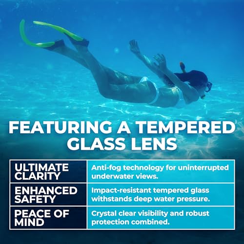 Snorkel Set – Diving Mask and Dry Snorkel Set – Anti-Fog Scuba Mask – Panoramic Wide-View Adult Snorkel Set – Snorkeling Mask for Adults – Scuba Diving Gear for Men and Women