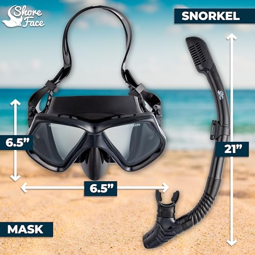 Snorkel Set – Diving Mask and Dry Snorkel Set – Anti-Fog Scuba Mask – Panoramic Wide-View Adult Snorkel Set – Snorkeling Mask for Adults – Scuba Diving Gear for Men and Women