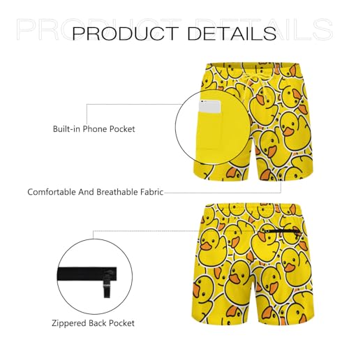 Mens Swim Trunks with Compression Liner 2-in-1 Swimming Shorts 5 inch Inseam Quick Dry Beach Board Shorts