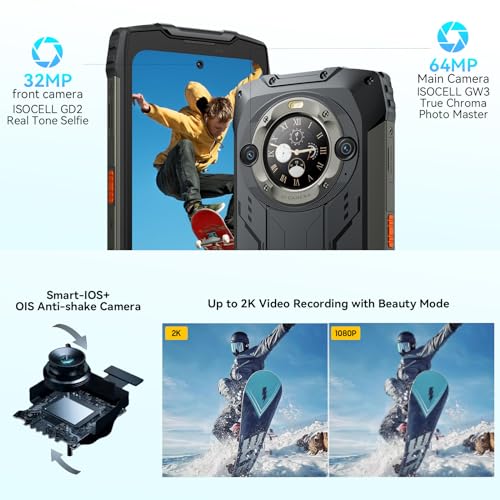 Blackview BV9300Pro Rugged Smartphone Unlocked 2024, 16GB+256GB(SD 2TB), Helio G99, 15080mAh+33W, 100LM Flashlight, 120Hz 6.7" FHD+, 64MP+32MP, IP68/IP69K Waterproof Android Phones, NFC, Fingerprint