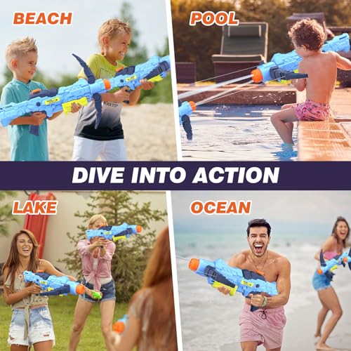 Water Guns for Kids Ages 4, 5, 8, 12+, Adults Super Water Blaster Soaker Squirt Guns, 4 JET Modes Powerful Pump-Action Crossbows Gun, Long Range Water Pistol Toy Gifts for Summer Beach Pool Yard Games
