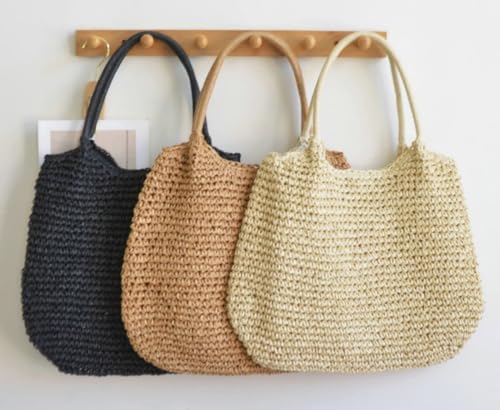 Lightweight Straw Bag for Women, Straw Beach Bag Tote Bag, Large Woven Tote Straw Bags, Summer Beach Rattan Hobo Handbag 2024