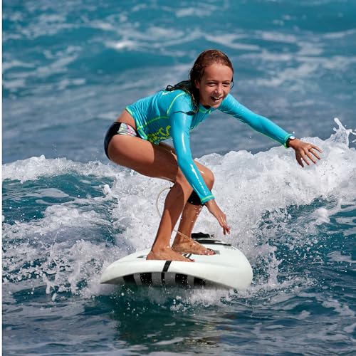 FLOWBOARD Surfboard Softboard Foam 6’ and 7’ and 8' - Includes (3) Fins 6 Foot Long Leash and (2) Wood Stringers - Kids & Adults - Beginner to Intermediate - Comes with High Performance Traction Pad