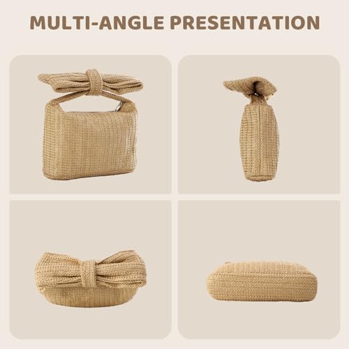 Straw Bow Purse Clutch Bag,Summer Beach Handbags for Women 2024 Vacation