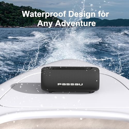 Passau Portable Bluetooth Speakers 40W Peak Loud Stereo Sound, Passive Radiators-Deep Bass, 20H Playtime, Adjustable Strap, Bluetooth 5.3, IPX5 Wireless Speaker with RGB Lights for Indoor Outdoor