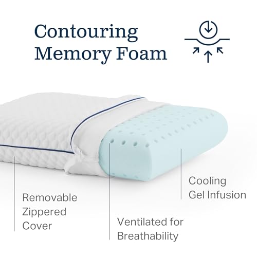 WEEKENDER Gel Memory Foam Camping Pillow - Travel Essentials & Must Haves - Camping Gear & Accessories - Contouring Neck Support - Small Size Compatible for Camping, Car, Airplane, and Beach - 1 Pack