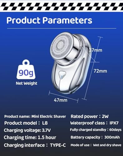 【NiTa HyHy Shaver】Mini Portable Shaver, 1-Button Mini Electric Shaver for Men, IPX7 Waterproof Shaver with German Technology, Wet&Dry Shaver, Travel Electric Shavers for Men...(Sliver)