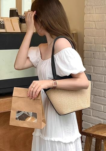 Straw Bag for Women Straw Beach Bag Tote Bag French Retro Shoulder Bag Handbag Summer Woven Hobo Bag 2024 Travel Tote Bags