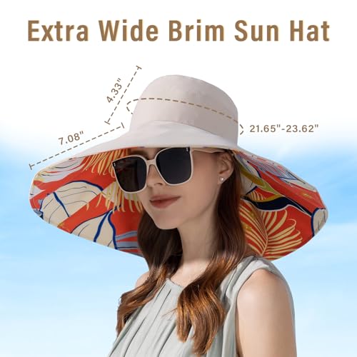 Womens Sun Floppy Hat Wide Brim UV Sun Protection Summer Hat Reversible Foldable Beach Hats for Women