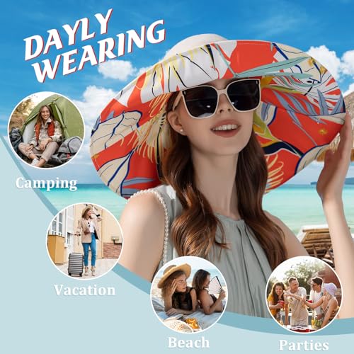 Womens Sun Floppy Hat Wide Brim UV Sun Protection Summer Hat Reversible Foldable Beach Hats for Women