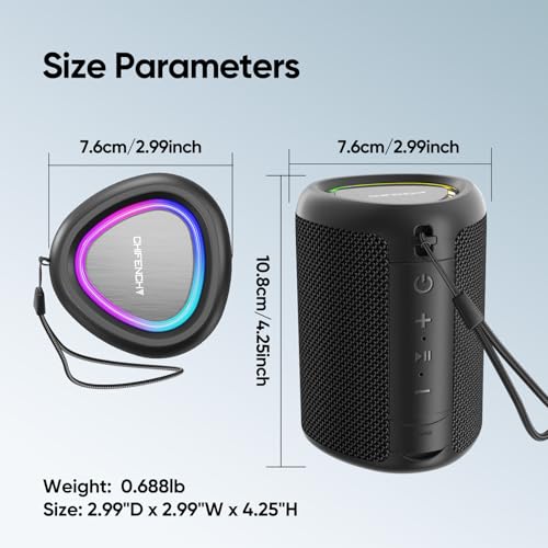 Portable Bluetooth Speaker with Lights, Powerful Crystal Clear Sound, IPX5 Waterproof, All Day Playtime, AUX&TF-Card Input, Bluetooth 5.3, TWS Paring, Small Wireless Speaker for Outdoor, Gift Ideas