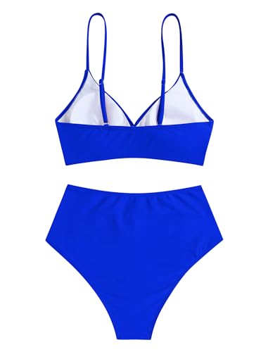 ZAFUL Women High Waisted Bikini Sets Two Piece Swimsuit Push Up Twist Front Ruched Bathing Suit