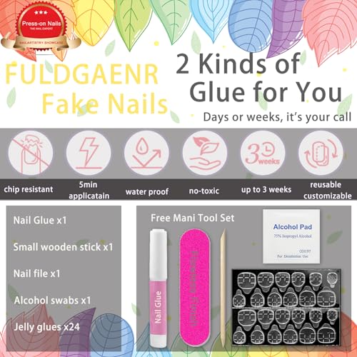 Colorful Tips Press on Nails Medium Almond Fake Nails with Designs French Dopamine Style Pink Nude Full Cover Acrylic Artificial Spring Oval False Nails Summer Glue on Nails for Women and Girls 24Pcs