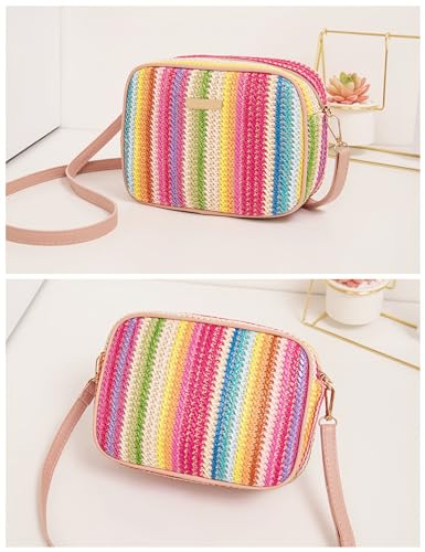 Straw Crossbody Bag Small Woven Purse for Women Cute Beach Shoulder Handbag 2024 Spring Summer Trendy