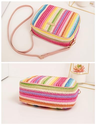 Straw Crossbody Bag Small Woven Purse for Women Cute Beach Shoulder Handbag 2024 Spring Summer Trendy