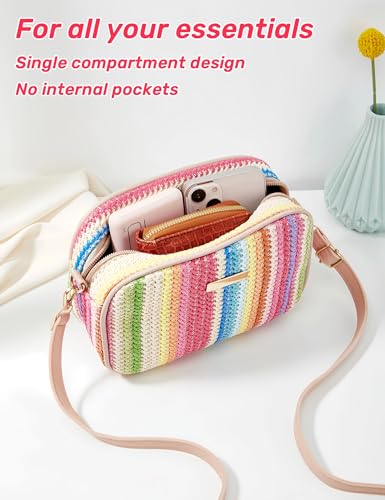 Straw Crossbody Bag Small Woven Purse for Women Cute Beach Shoulder Handbag 2024 Spring Summer Trendy