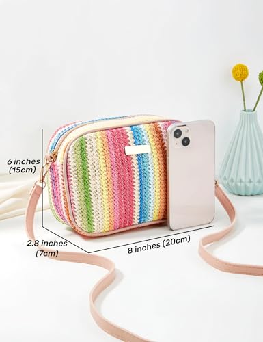 Straw Crossbody Bag Small Woven Purse for Women Cute Beach Shoulder Handbag 2024 Spring Summer Trendy