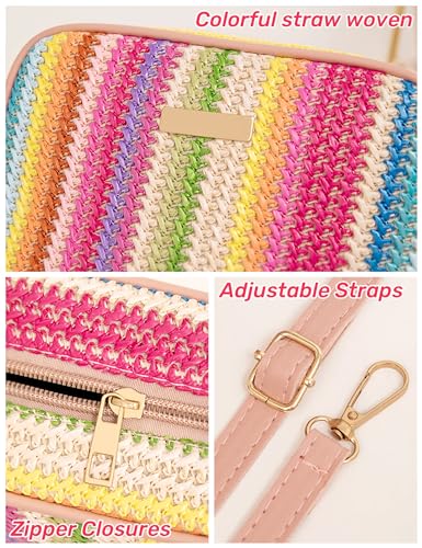 Straw Crossbody Bag Small Woven Purse for Women Cute Beach Shoulder Handbag 2024 Spring Summer Trendy