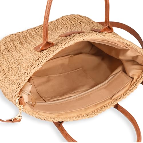 Straw Bag for Women - Handmade Women's Straw Purse Bag - Adjustable Shoulder Strap - Perfect for Summer Vacation Beach Tote