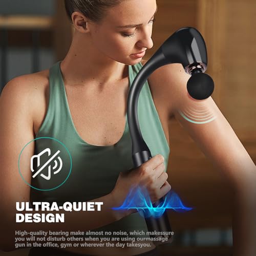 Massage Gun with Extended Handle Revolutionary U-Shaped Back Massager for Pain Relief Deep Tissue Body Massager for Neck,Shoulder,Leg-Reach Every Muscle with Ease,4 Massage Heads & 5 Speed Levels