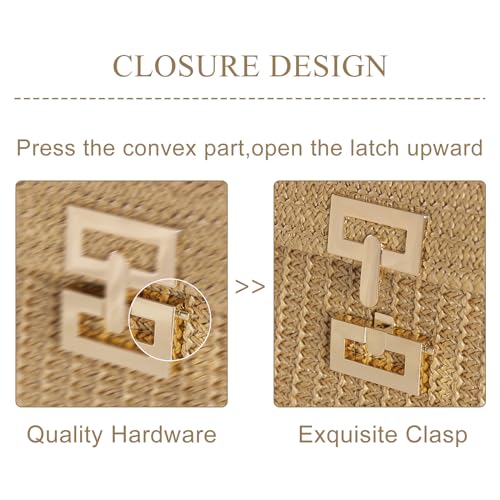 Straw Clutch Purses Women Summer Beach Handbags Boho Woven Envelope Wallet Fold Over Chain Crossbody Shoulder Bag Evening Bag