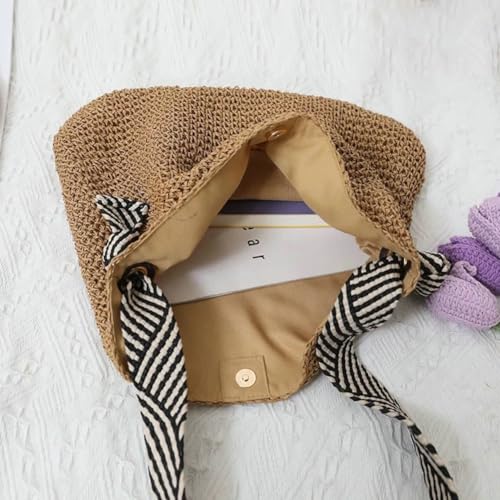 Straw Beach Bag Vintage Hobo Bags Crossbody Purse Shoulder Bag Tote Bag Women Travel Work Knot Summer Beach Bag 2024