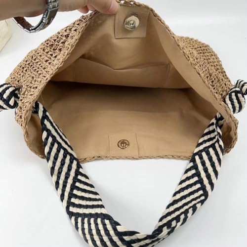 Straw Beach Bag Vintage Hobo Bags Crossbody Purse Shoulder Bag Tote Bag Women Travel Work Knot Summer Beach Bag 2024