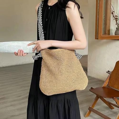 Straw Beach Bag Vintage Hobo Bags Crossbody Purse Shoulder Bag Tote Bag Women Travel Work Knot Summer Beach Bag 2024