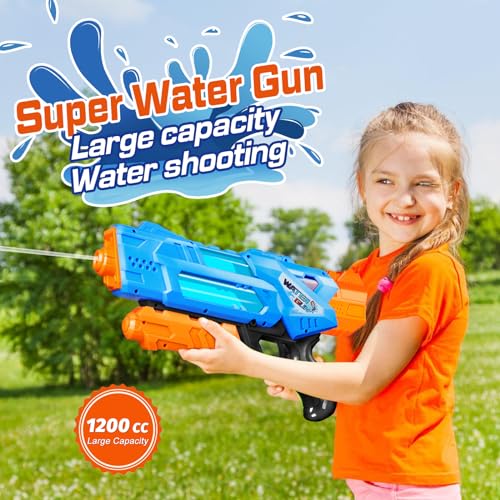 Super Water Guns for Kids Adults - 2 Pack Super Water Blaster Soaker Squirt Water Toy Guns 1200cc with Excellent Range - Gift Toys for Summer Outdoor Swimming Pool Water Fighting Play (Blue Green)