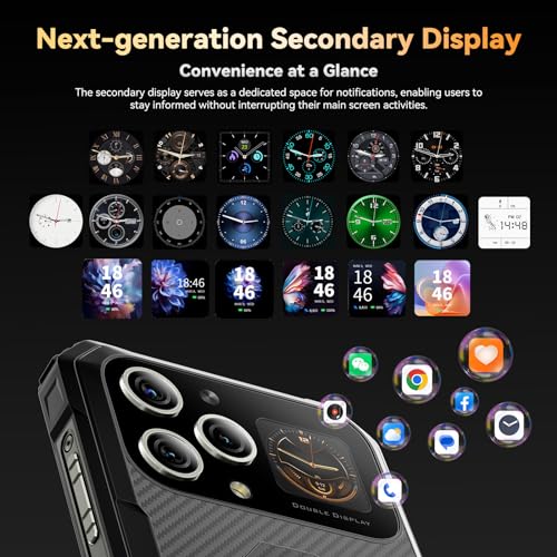 Blackview BL8000 5G Rugged Smartphone, 24GB+512GB SD 2TB Rugged Phones, 6.78" 2.4K 120Hz Android 13 Phones +1.32" Back Display, 50MP+16MP Camera, 8800mAh/33W, IP68 Waterproof, 5G LTE, Fingerprint/NFC