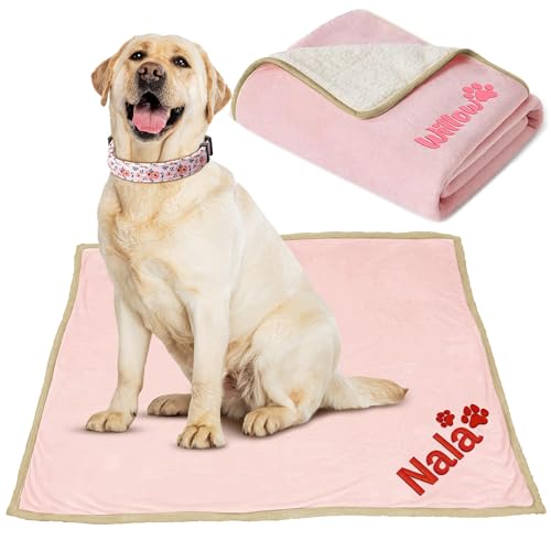 Personalized Dog Blanket with Name, Custom Blankets for Dog Bed Car, and Couch, Embroidered Waterproof Dog Blanket Soft and Comfortable for Small, Medium & Large Dogs, Best Gift for Pet Lovers…