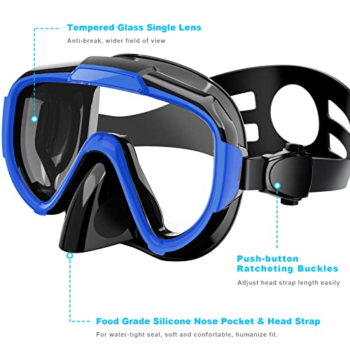 Snorkeling Gear for Adults, Zipoute Snorkel Dry Top Snorkel Set, Panoramic Anti-Leak and Anti-Fog Tempered Glass Lens, Adults Adjustable Snorkeling Set *2, Scuba Diving Swimming Couple Snorkel Kit