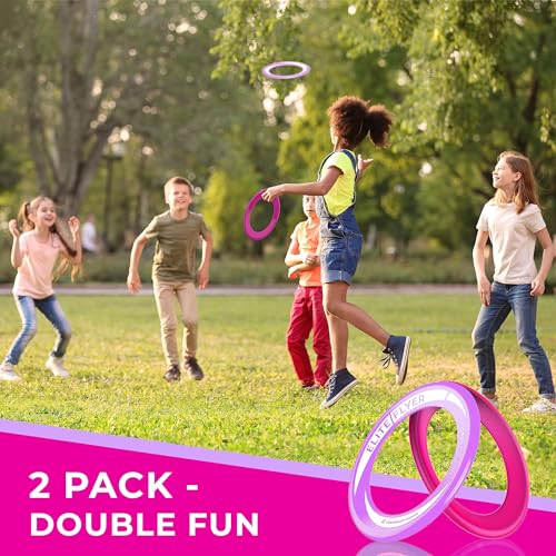 JANSKA 2-Pack Kids' Frisbee Rings - 85% Lighter Than Standard Frisbees for Kids - Ideal for Outdoor Games, Camping, Beach, Pool, Yard, and Summer Fun - Safe and Lightweight Flying Discs, Cyan/Yellow