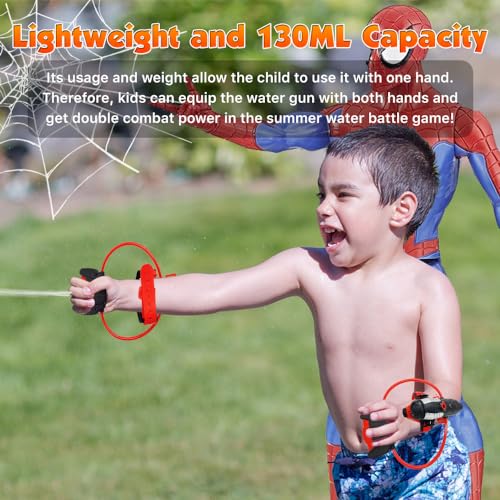 Water Guns, econoLED Spider Web Shooters Toy, Superhero Squirt Guns, Summer Outdoor Toys for Kids, Wrist Water Sprayer Toy with Glove, Backyard Fun Gift for Kids Outside