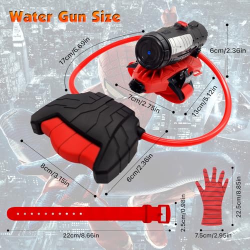 Water Guns, econoLED Spider Web Shooters Toy, Superhero Squirt Guns, Summer Outdoor Toys for Kids, Wrist Water Sprayer Toy with Glove, Backyard Fun Gift for Kids Outside