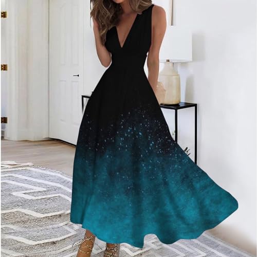 Dresses for Women 2024 Spring Summer Trendy Floral V Neck Sleeveless Maxi Dress Elegant Wrap Tropical Beach Dresses