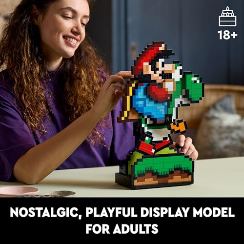 LEGO Super Mario World: Mario & Yoshi Nintendo Gift for Adult Fans, Mario Collectible Playset, Pixelated Nintendo Figures, Playful Display Model, Fun Room Décor, 71438