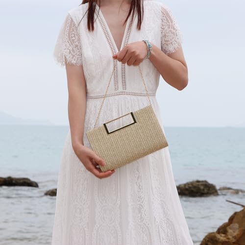 Straw Clutch Top Handbags Raffia Bag Purse Woven Tote CrossBag for Women Beach Summer Travel 2024