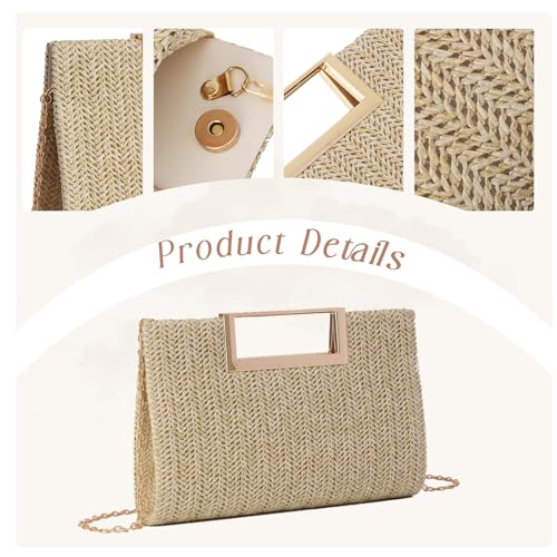 Straw Clutch Top Handbags Raffia Bag Purse Woven Tote CrossBag for Women Beach Summer Travel 2024