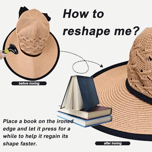 Beach Hats for Women, Straw Sun Hat Wide Brim Sun Hat Women Summer Hats for Women Sun Protection Packable 2024 Black