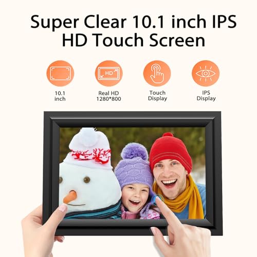 SAMMIX Digital Picture Frame, 10.1 Inch WiFi Digital Photo Frame, IPS HD Touch Screen Electronic Picture Frame, 16GB Storage, Slideshow, Easy to Share Photos and Video via Uhale APP, Gifts for Family