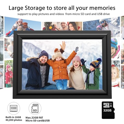 SAMMIX Digital Picture Frame, 10.1 Inch WiFi Digital Photo Frame, IPS HD Touch Screen Electronic Picture Frame, 16GB Storage, Slideshow, Easy to Share Photos and Video via Uhale APP, Gifts for Family