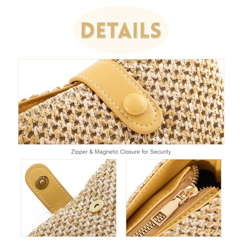 Oweisong Straw Crossbody Bags for Women Small Rattan Beach Purse and Handbags Summer Woven Bucket Shoulder Bag 2024