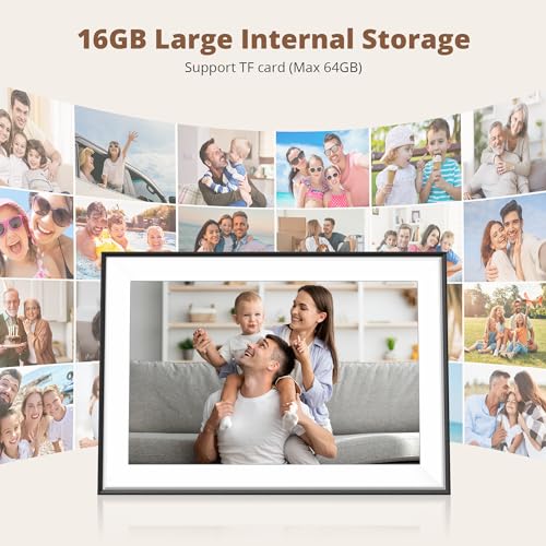 Dragon Touch Digital Picture Frame - WiFi 10.1 inch IPS Touch Screen Digital Photo Frame Display, 16GB Storage, Auto-Rotate, Share Photos via App-Black Border