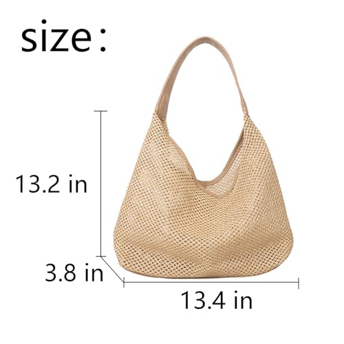 Casual Stylish Straw Bag,Beach Bag Summer Purse Straw Shoulder Bag Straw Woven Handbag For Beach Vacation mesh beach bag