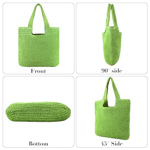 Straw Bag Beach Tote Handbag for Women Large Summer Woven Raffia Bag with Zipper