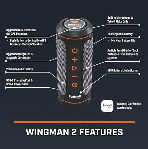 Bushnell Wingman 2 GPS Golf Speaker with Power Pack Bundle