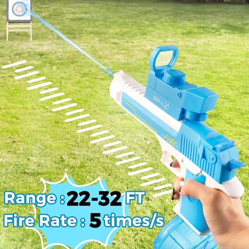 Water Gun for Boys Girls 3-6 Years, Water Squirt Toy with 425cc Drum Electric 32 FT Range Water Blaster Summer Outdoor Toy for Kids Age 5 6 7 8 Year Old (Blue)