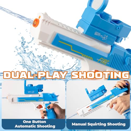 Water Gun for Boys Girls 3-6 Years, Water Squirt Toy with 425cc Drum Electric 32 FT Range Water Blaster Summer Outdoor Toy for Kids Age 5 6 7 8 Year Old (Blue)